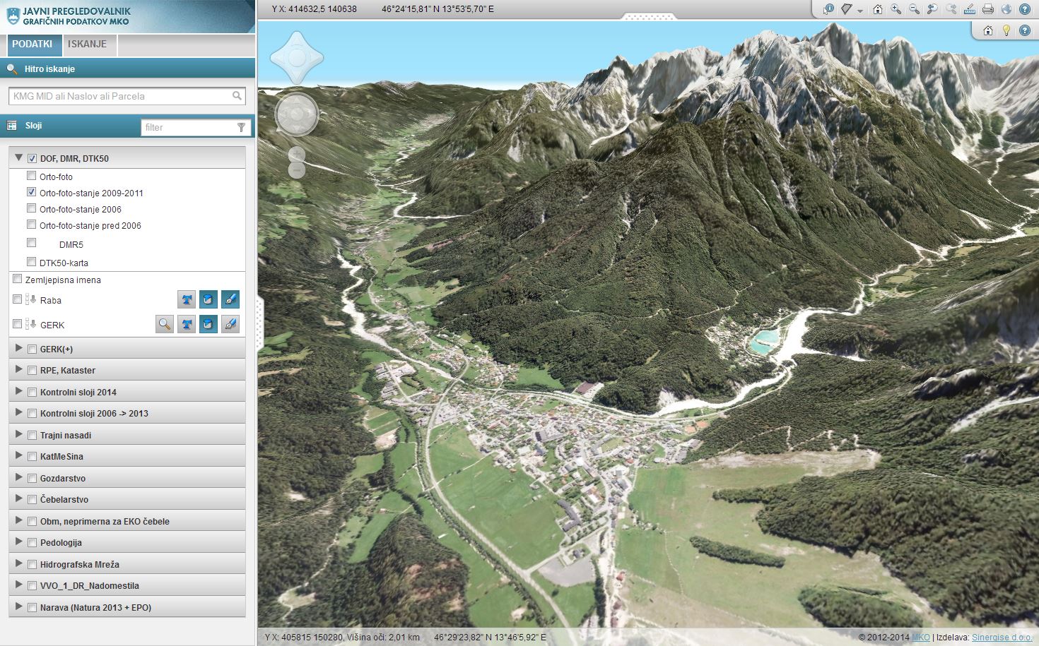 ortofoto karta 2011 3D viewer | Sinergise ortofoto karta 2011