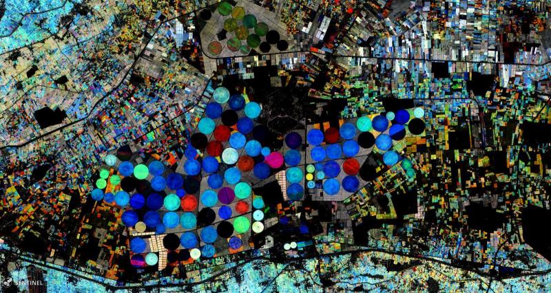 Crop maturity based on the multi-temporal processing (image by Pierre Markuse). Crop maturity based on the multi-temporal processing (image by Pierre Markuse).